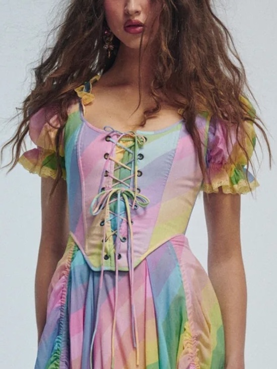 Selkie Tops - Selkie End of The Rainbow Duchess Corset - EUC - M